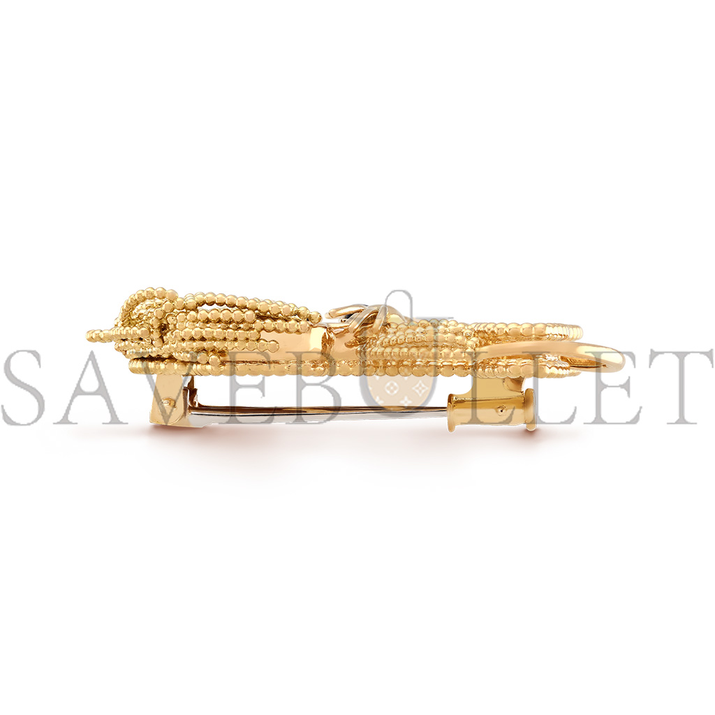 V*n Cl**f arpels lucky animals lion clip - yellow gold, onyx, tiger eye vcarp2aq00